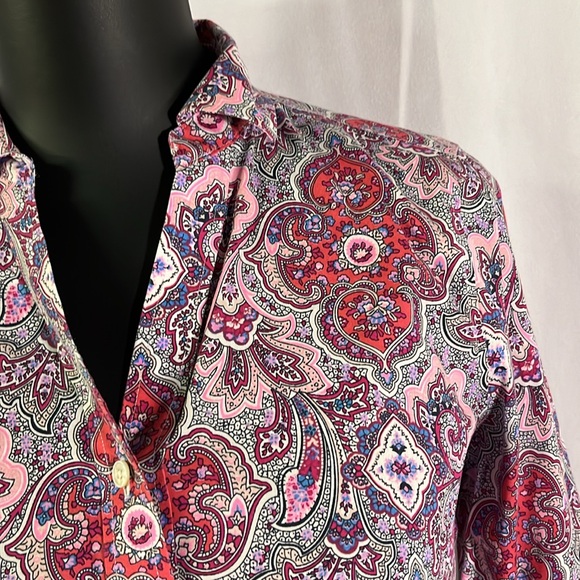 Talbots Pink & Purple Printed Wrinkle Resistant Button Down Shirt - Picture 6 of 16